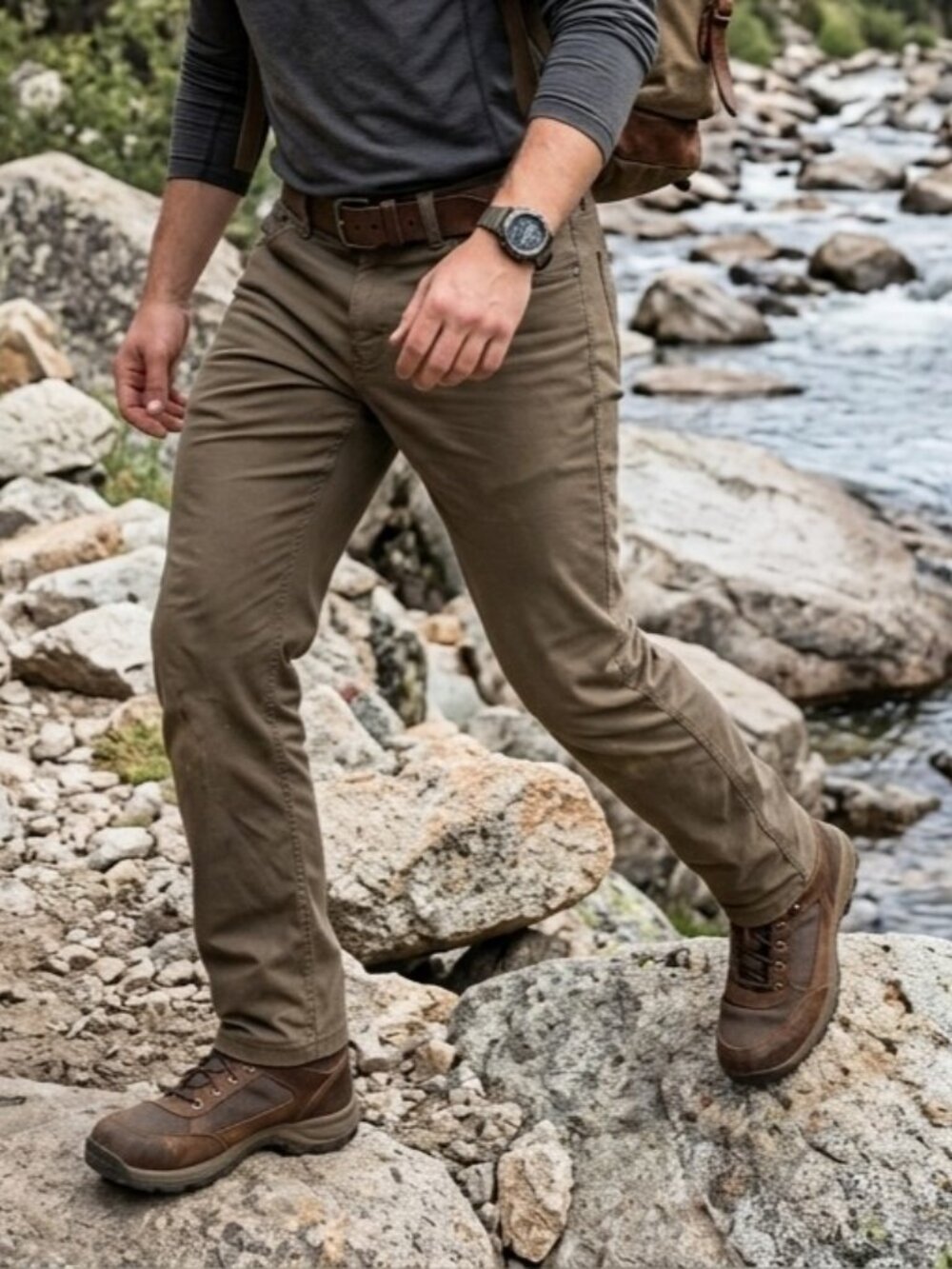 Gerry Mens Adventure Pants 34/30 Olive Microfiber Stretch Outdoor Hiking